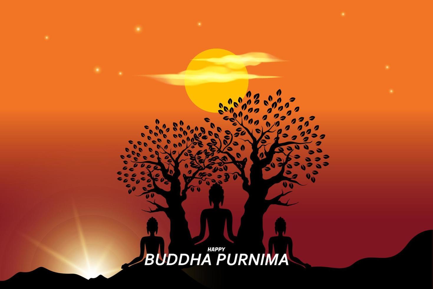 Illustration von meditieren Buddha unter ein Baum vektor