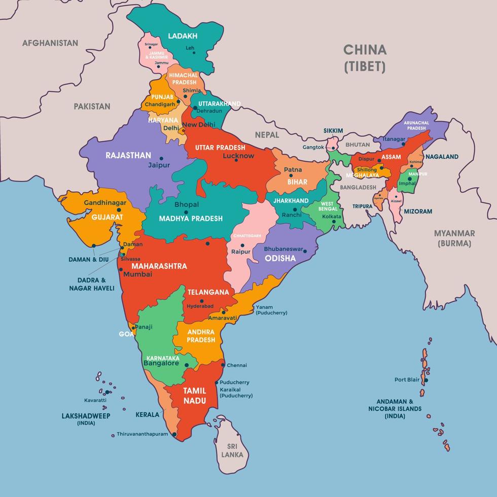 Land Karta av Indien begrepp vektor