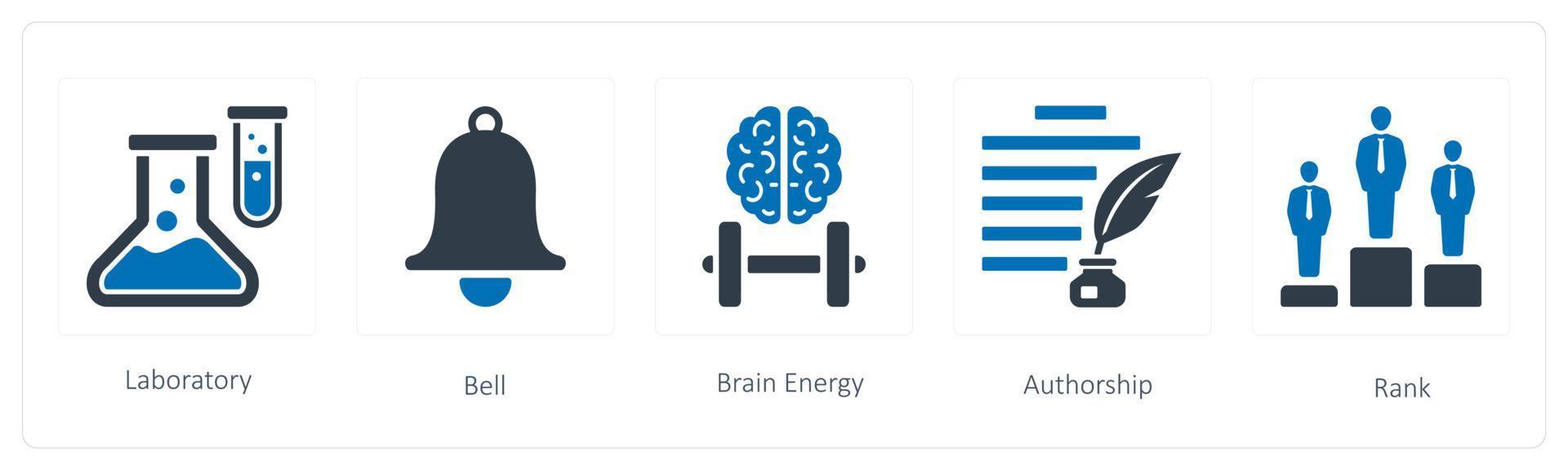 ein einstellen von 5 Bildung Symbole eine solche wie Labor, Glocke und Gehirn Energie vektor