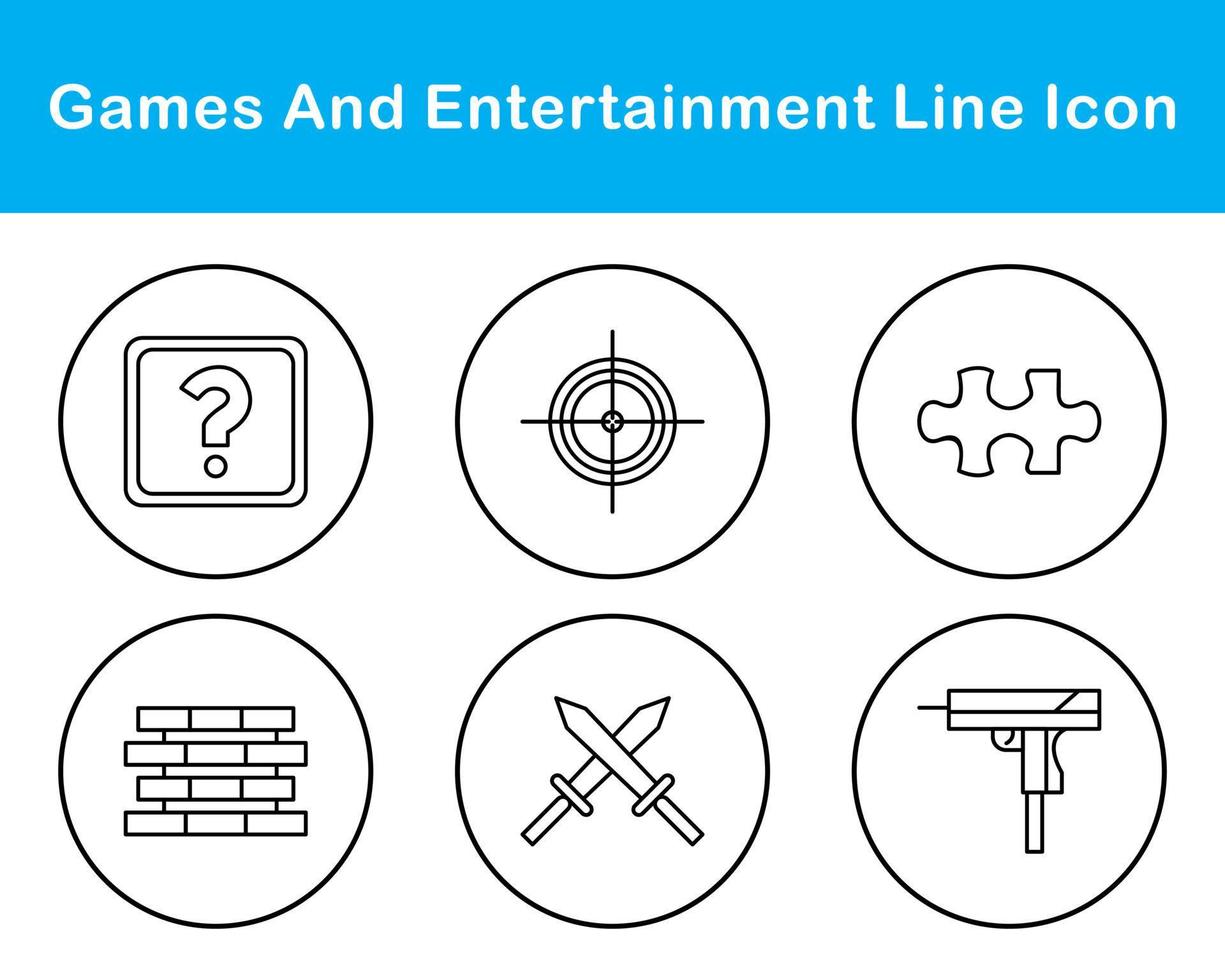 spel och underhållning vektor ikon uppsättning