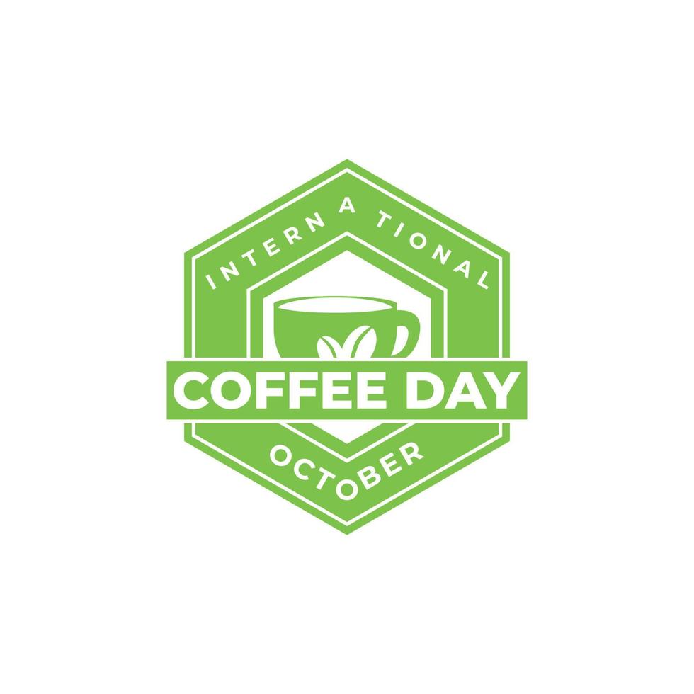 internationell dag kaffe logotyp platt design bakgrund vektor