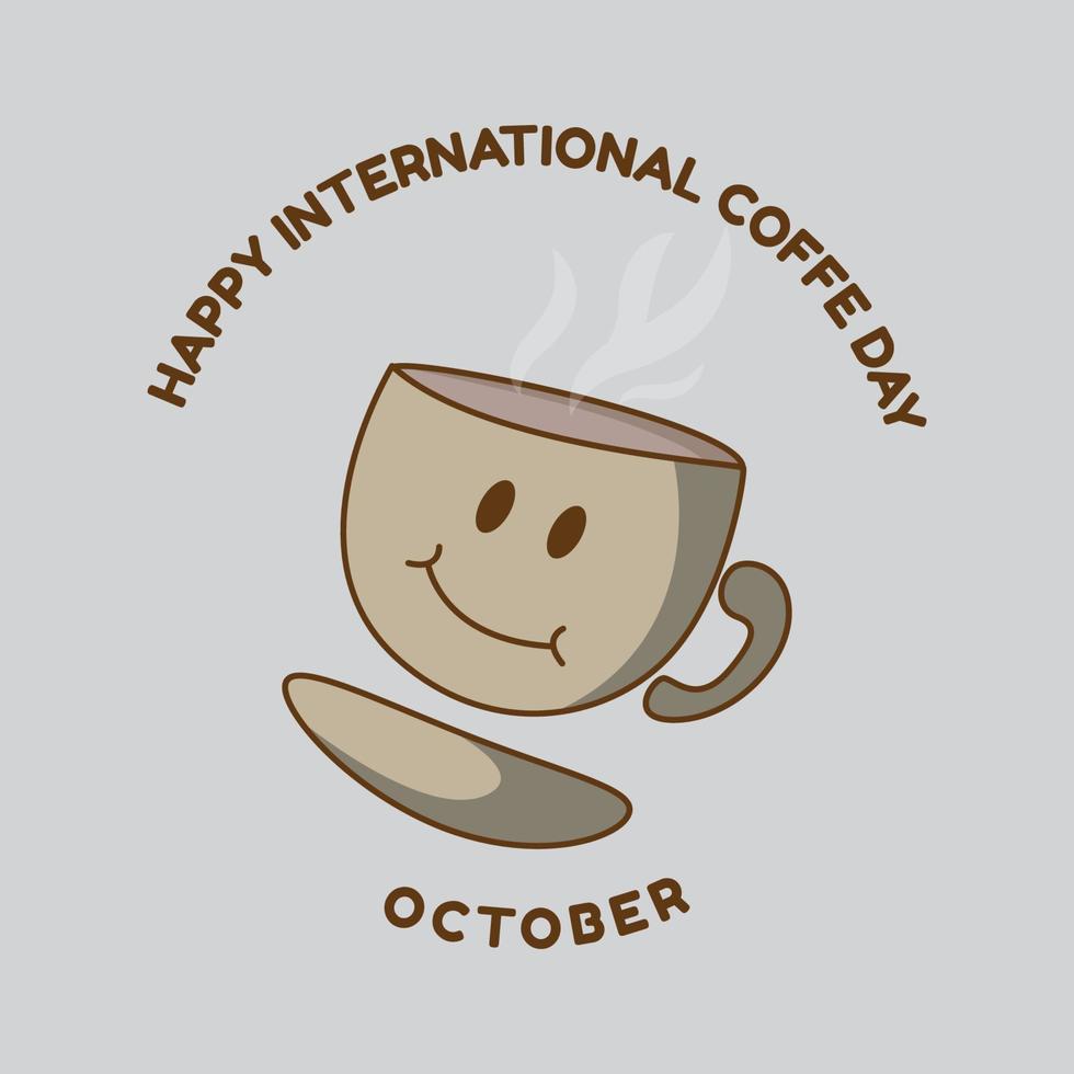 internationell dag kaffe logotyp platt design bakgrund vektor