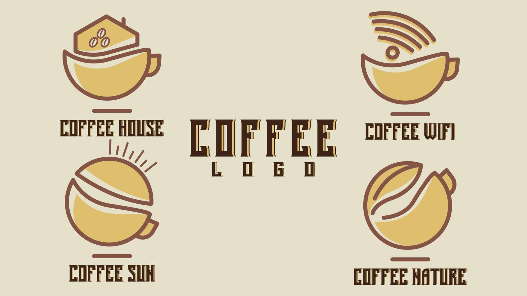 Kaffee Logo einstellen Design Inspiration. Kaffee Tasse, Jahrgang Abzeichen, Kaffee Geschäft, Kaffee Logo Illustration. Vektor Illustration.