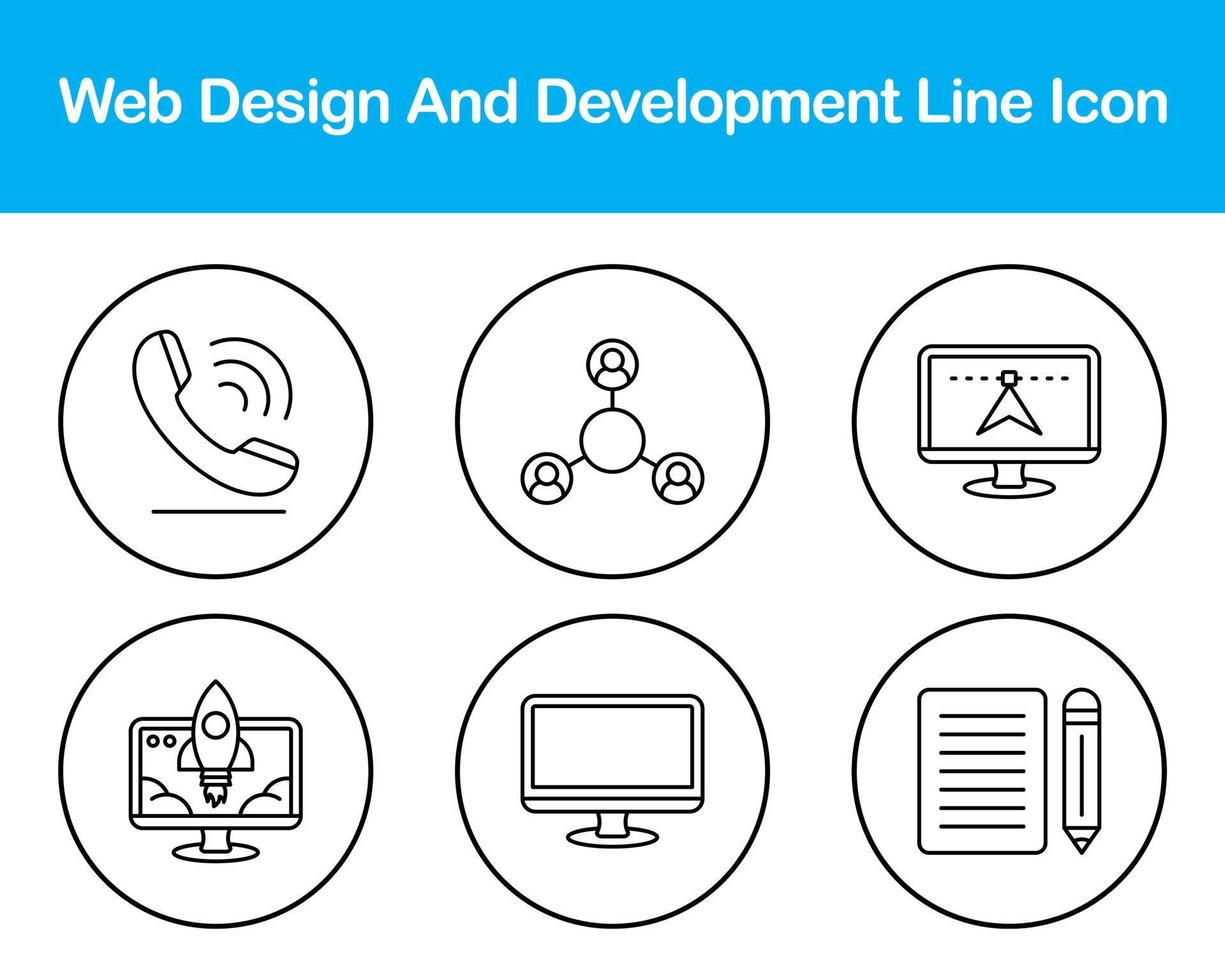 webb design och utveckling vektor ikon uppsättning