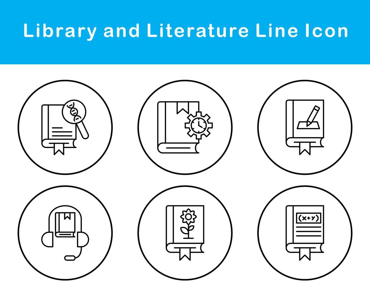 bibliotek och litteratur vektor ikon uppsättning