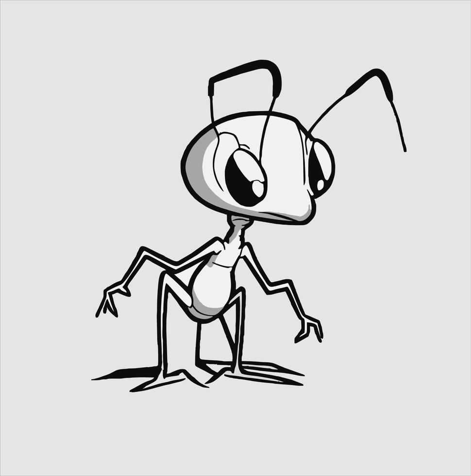 schwarz Ameise Karikatur Vektor Illustration. isoliert Weiß Hintergrund. Profil Ameise Seite Aussicht Insekt Symbol.