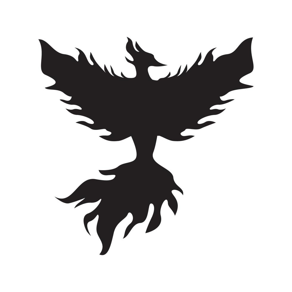 Phönix Silhouette Logo Design. Feuer Vogel im Mythologie. vektor