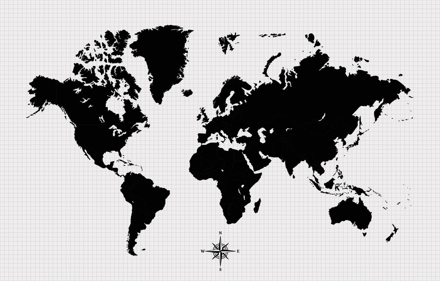 Weltkarte schwarz-weißer Hintergrund vektor