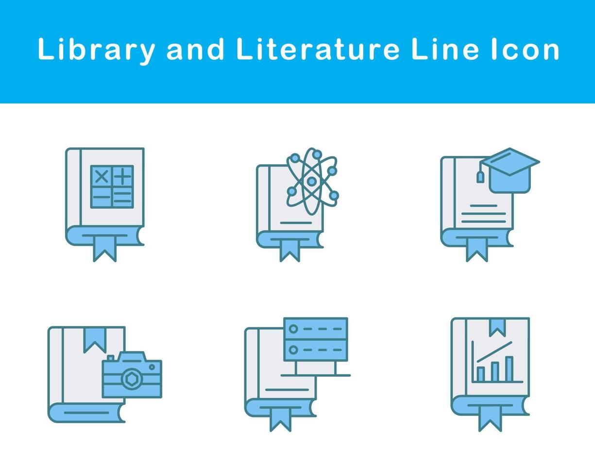 bibliotek och litteratur vektor ikon uppsättning