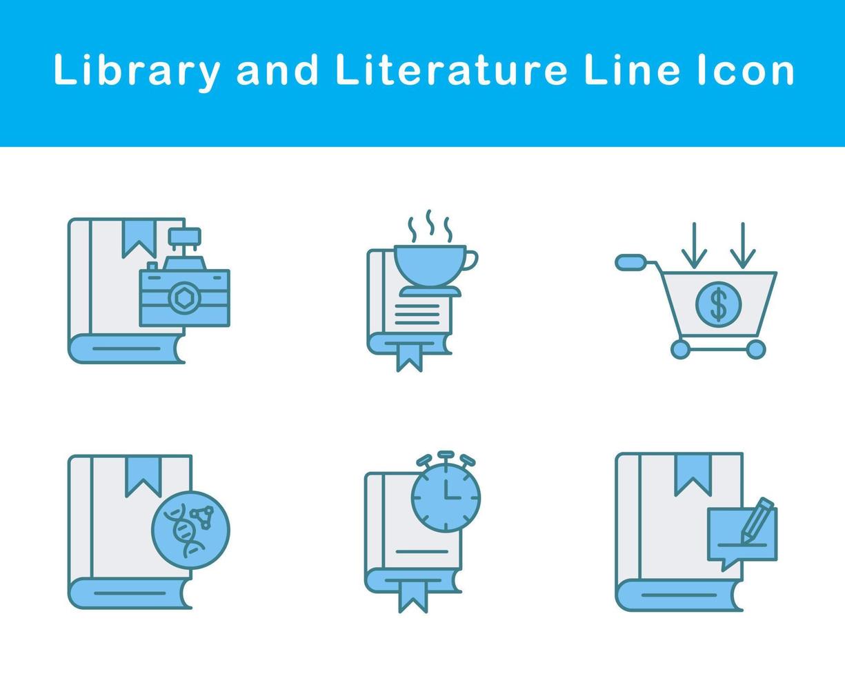 bibliotek och litteratur vektor ikon uppsättning