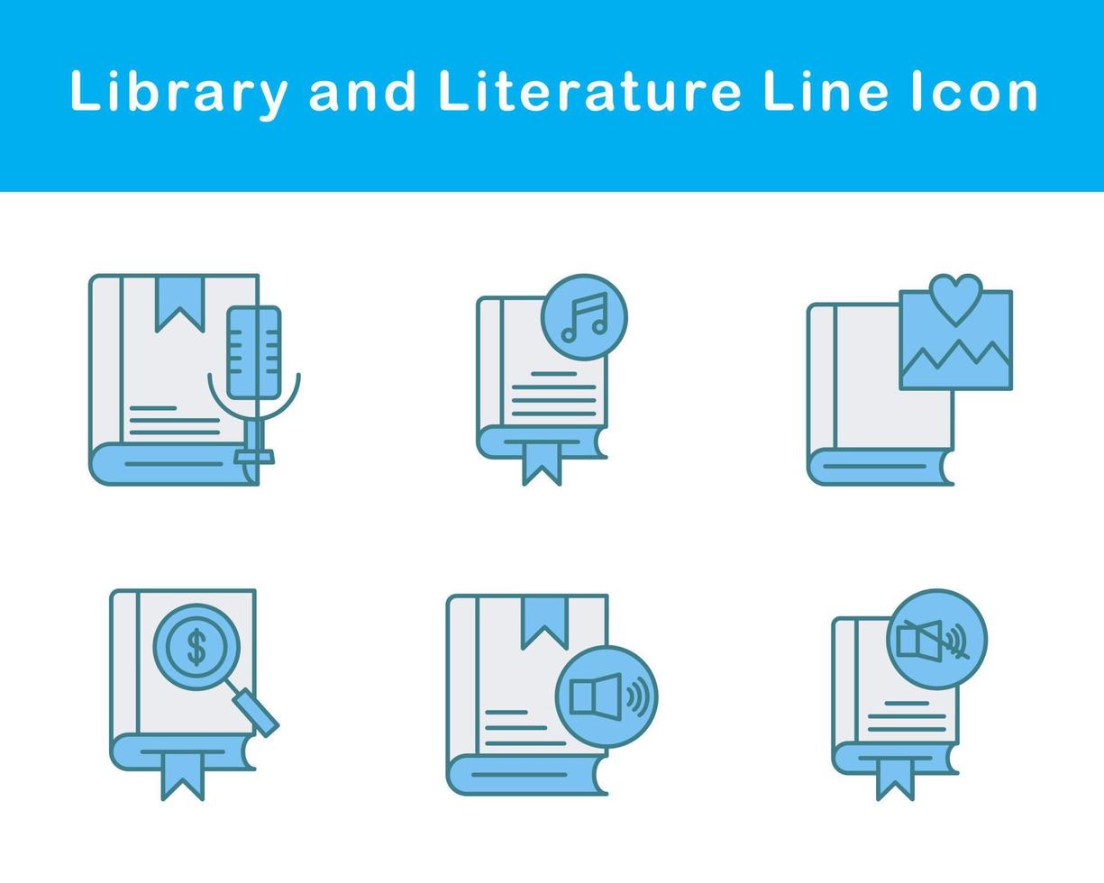 bibliotek och litteratur vektor ikon uppsättning