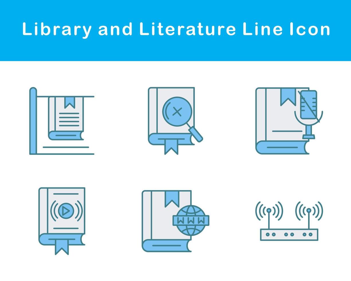 bibliotek och litteratur vektor ikon uppsättning