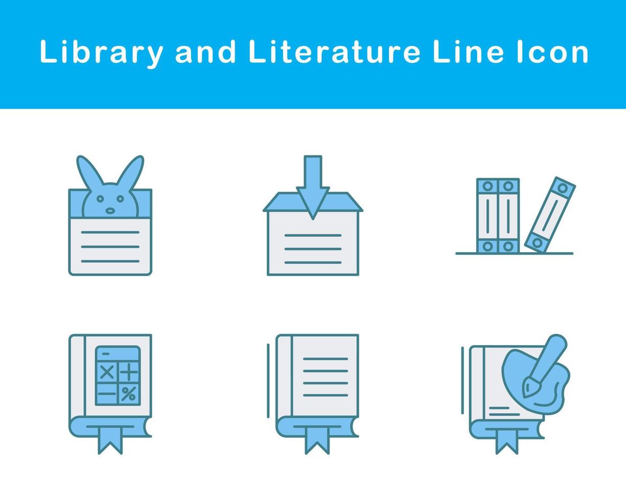 bibliotek och litteratur vektor ikon uppsättning