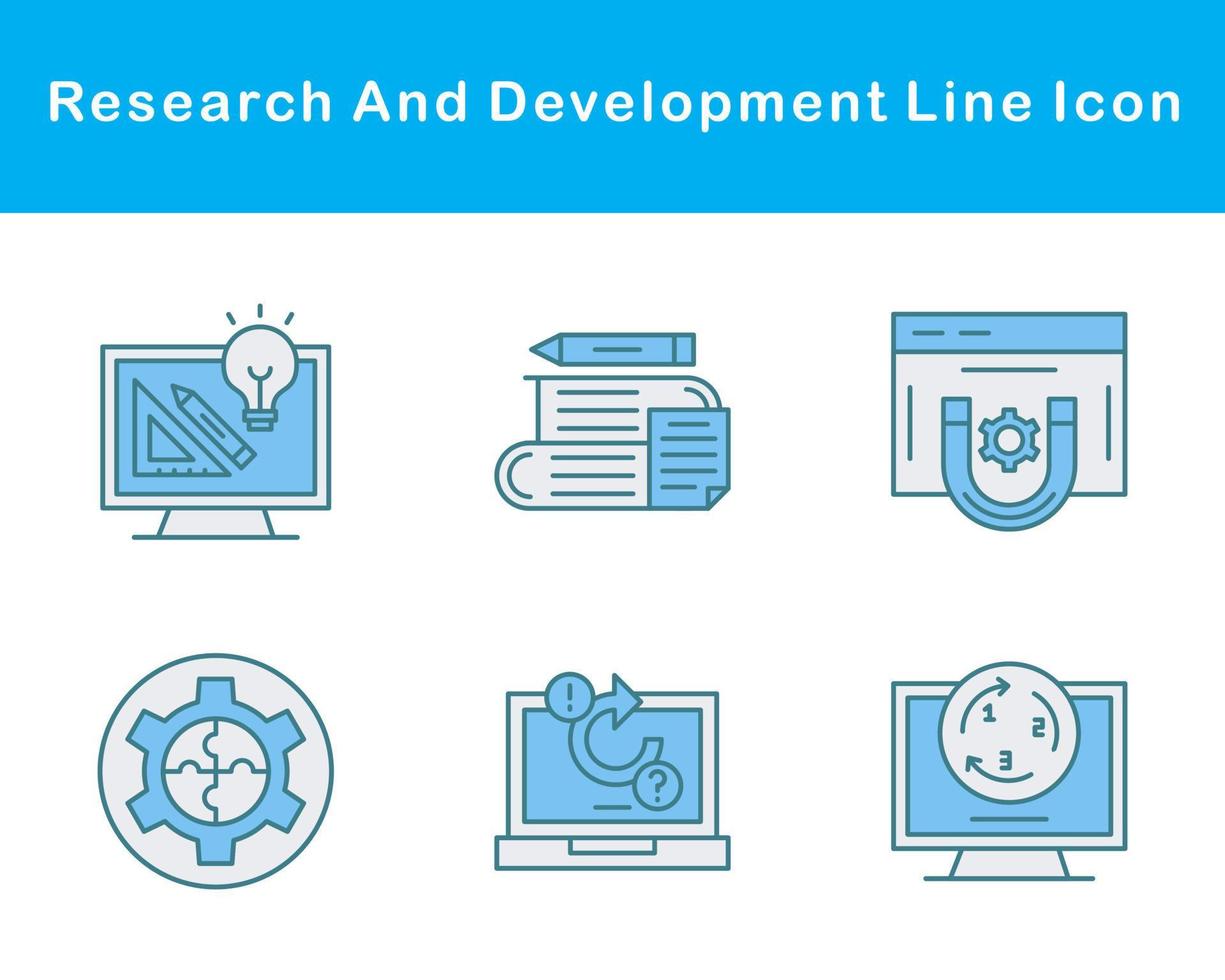 forskning och utveckling vektor ikon uppsättning
