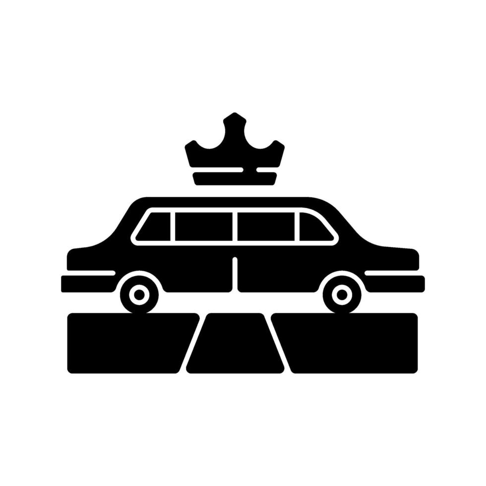 limousintjänst svart glyph-ikon vektor