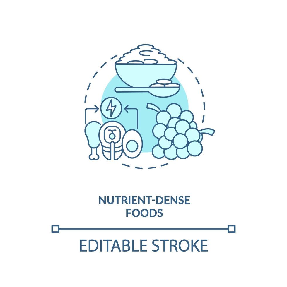 näringsämnen täta livsmedel blå koncept ikon vektor