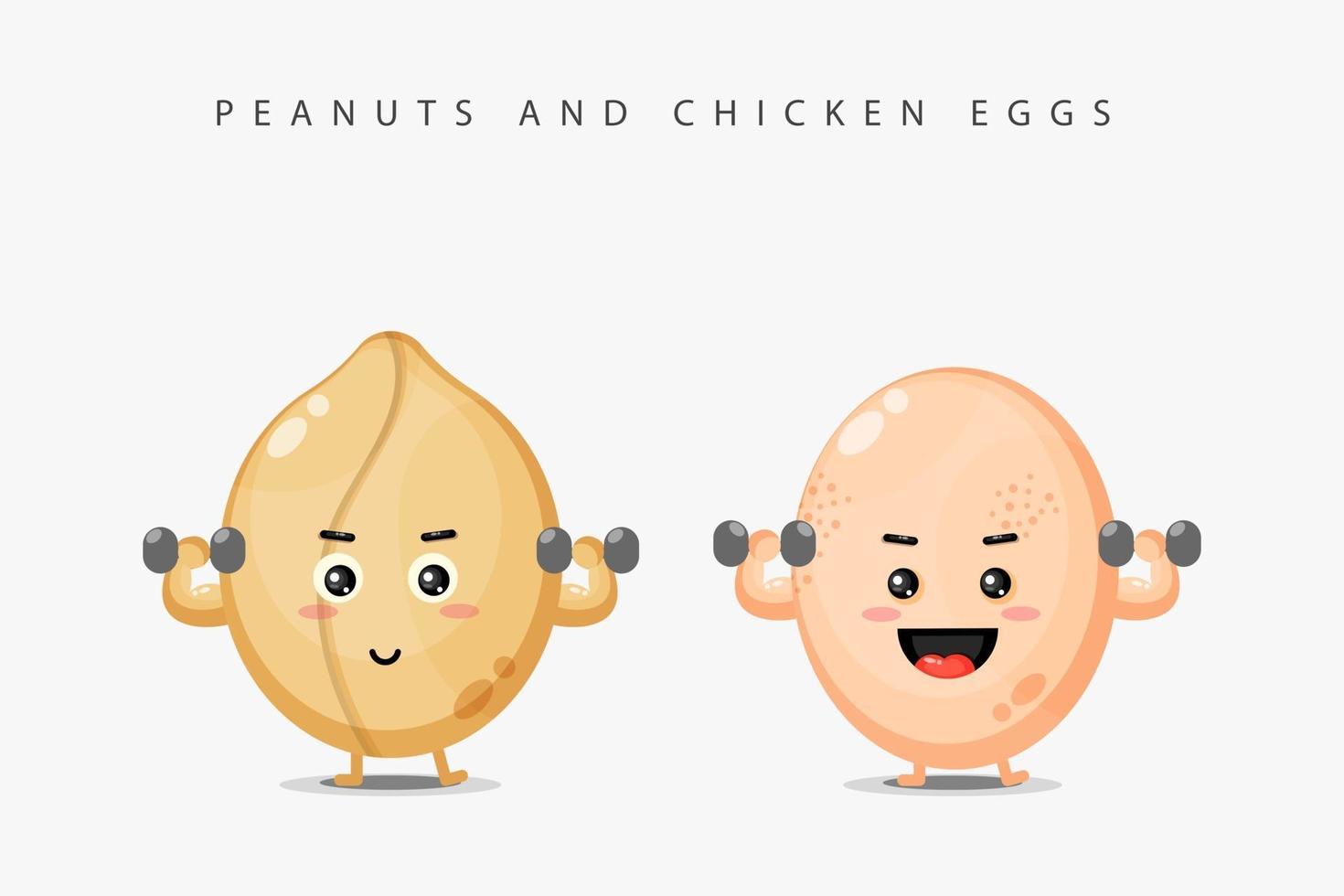 jordnötsmaskoten och kycklingägget lyfter skivstången vektor