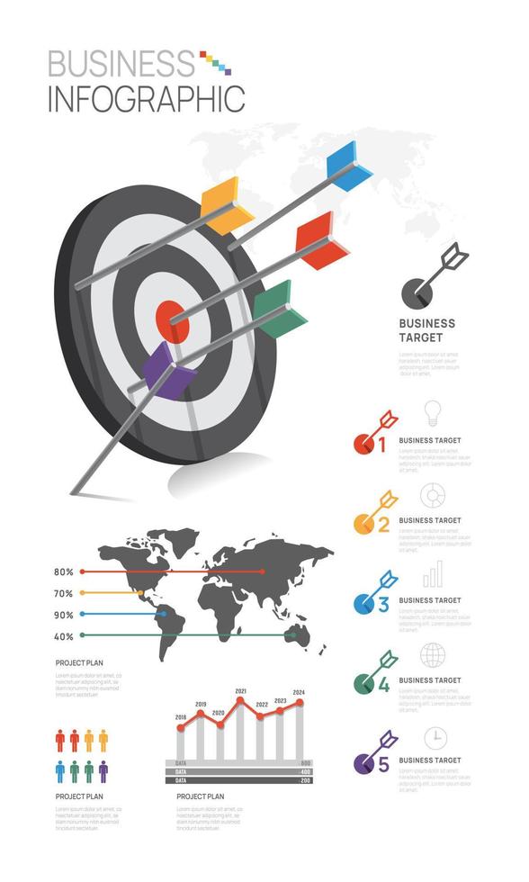Infografik Vorlage zum Geschäft. 5 Schritte Ziel Diagramm Geschäftsmann mit Treppe, Präsentation Vektor Infografik.