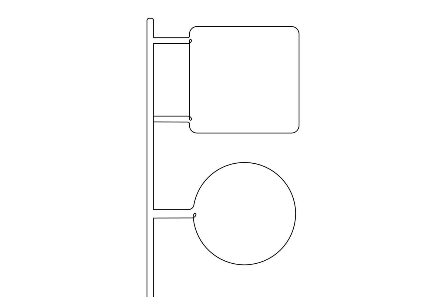 enda kontinuerlig linje ritning mall, uppsättning vägmärken, trafikskyltar på vit bakgrund. vektor illustration.