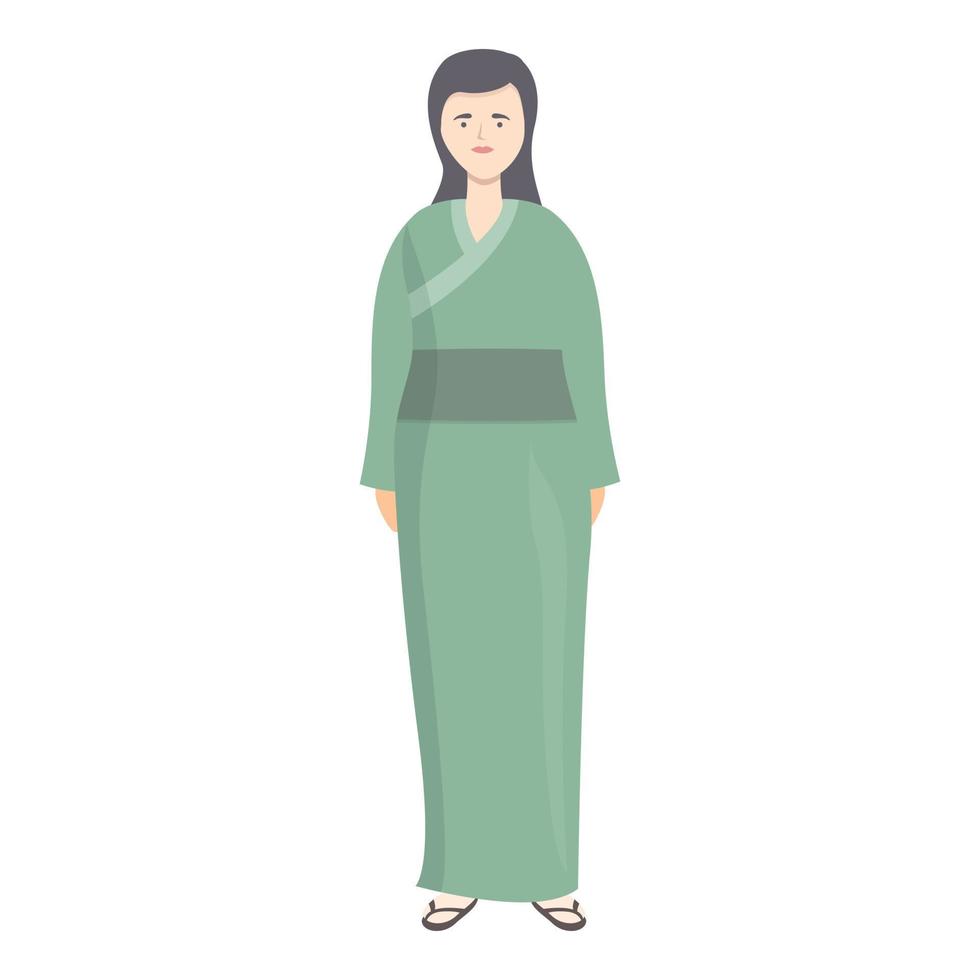 leende lady kimono ikon tecknad serie vektor. Asien person vektor