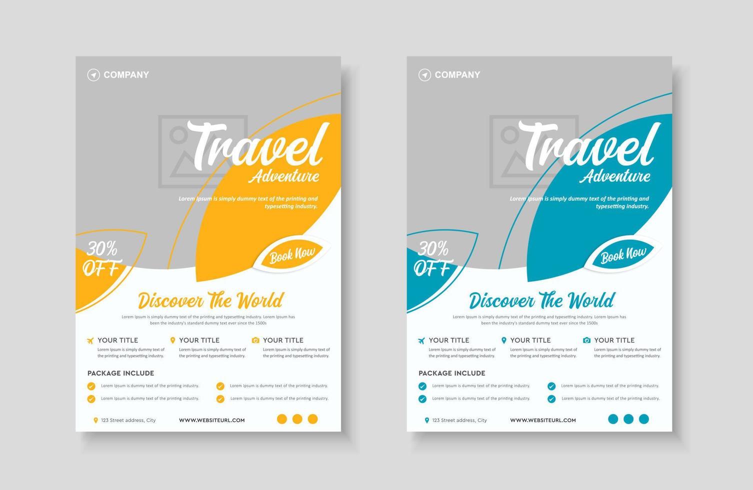 Ferien Reise Tour Agentur Flyer Vorlage Design Layout. Sommer- und Urlaub Reisen Geschäft Werbung a4 Broschüre Flyer oder Poster Vektor Vorlage Design.