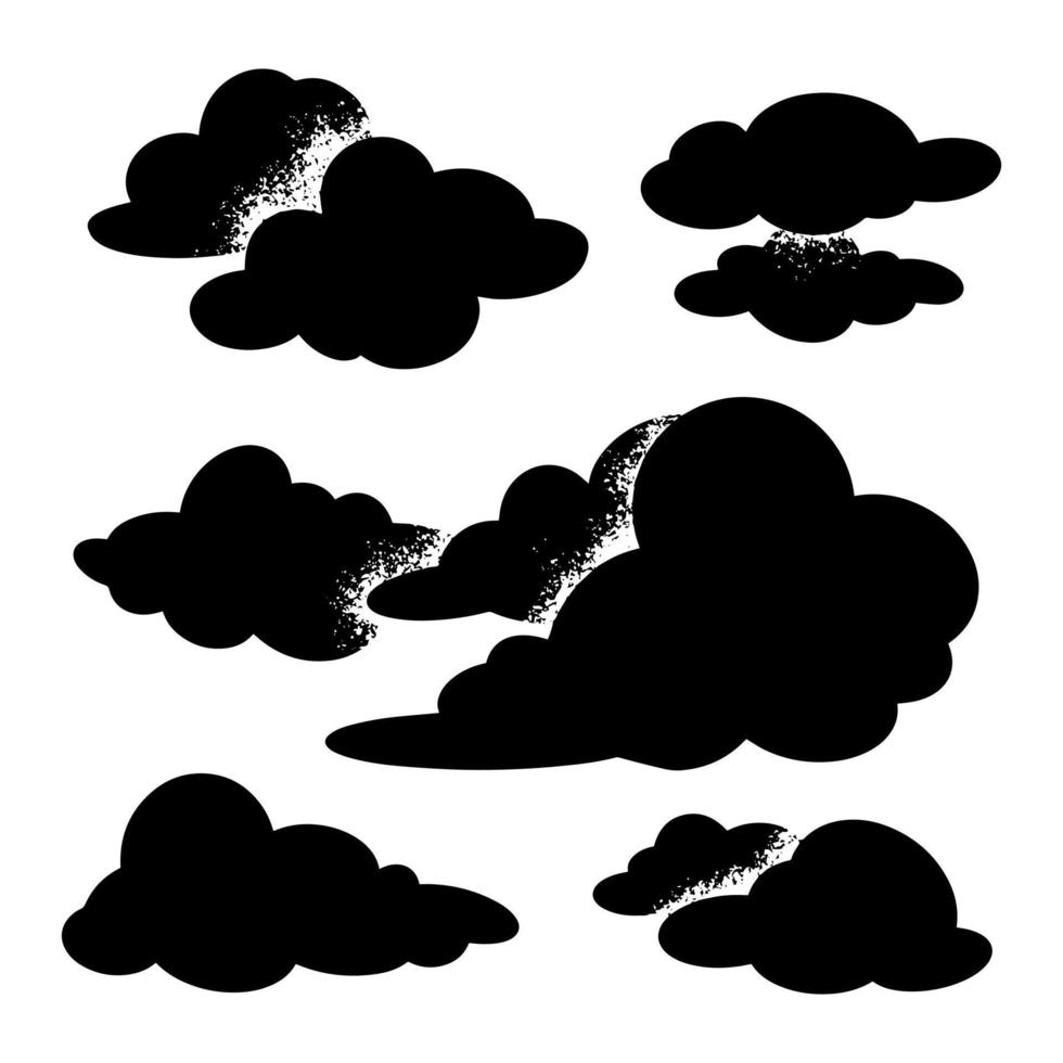 Gekritzelsatz Wolken, Vektorillustration. vektor