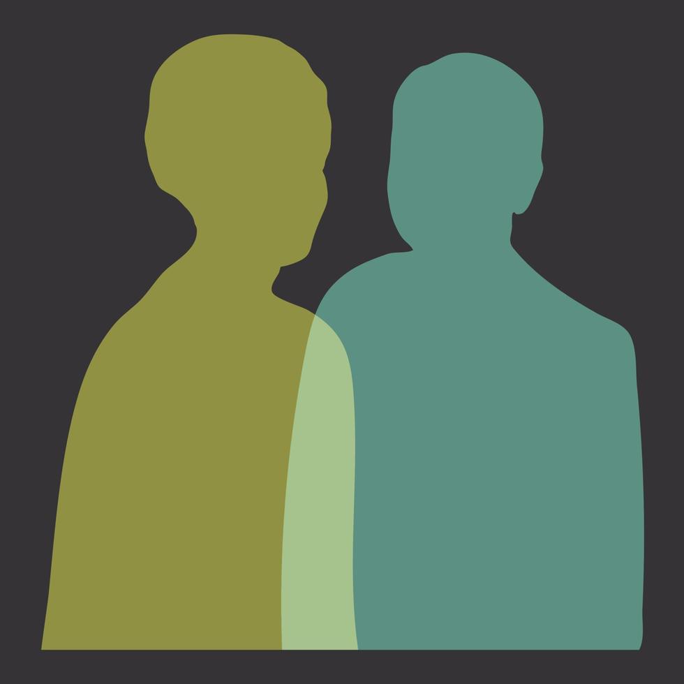 Porträt Silhouette von Mann und Frau, Konzept von treffen, Team, Partnerschaft, Paar, Freunde, isoliert Vektor