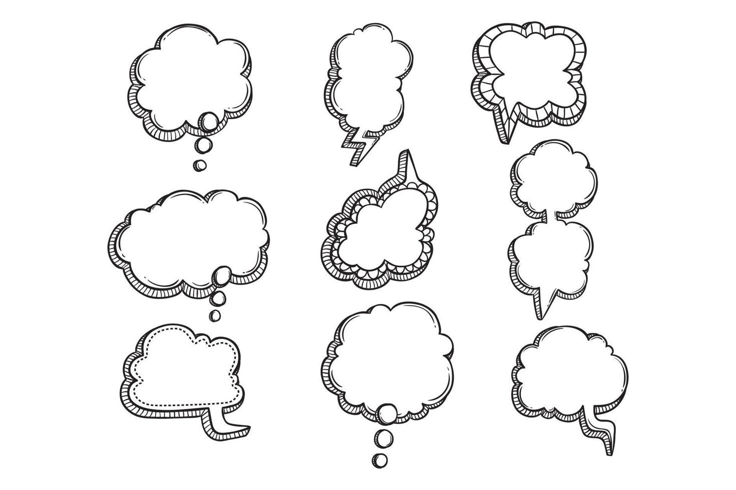 hand teckning bubbla chatt eller bubbla Tal samling på vit bakgrund vektor