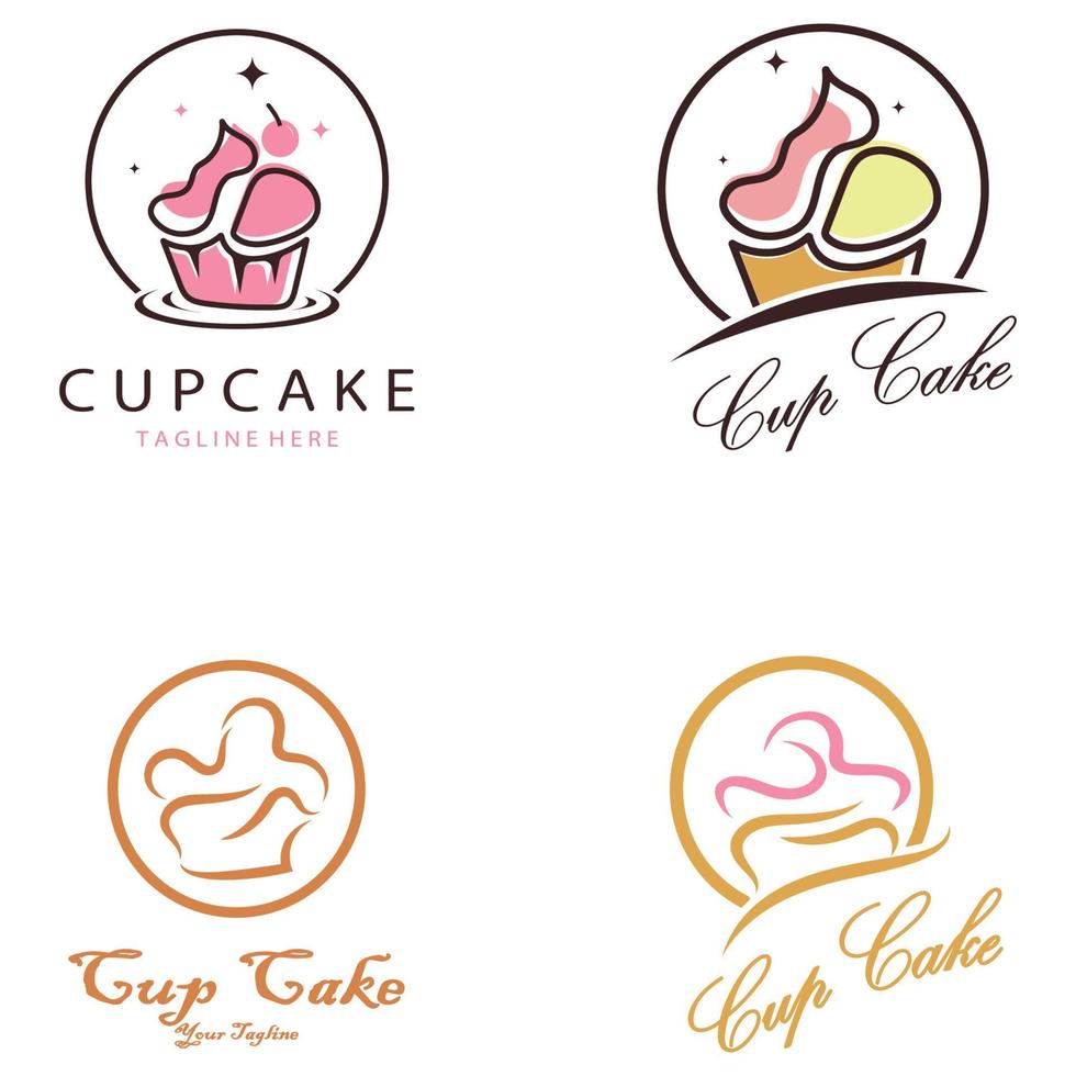Cupcake Logo Design Vektor Illustration Vorlage. Cupcake Bäckerei icon.cake Laden, Konditor Geschäft ,Vektor