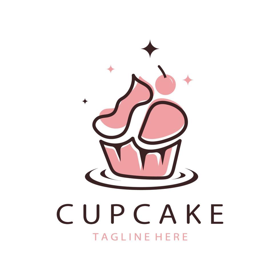 muffin logotyp design vektor illustration mall. muffin bageri icon.cake butik, kakare affär ,vektor