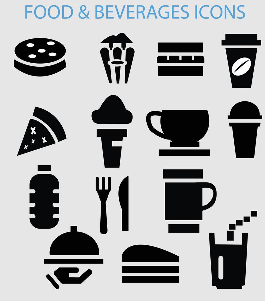 schnell Essen Symbole einstellen minimalistisch Symbole zum Essen und Getränke vektor