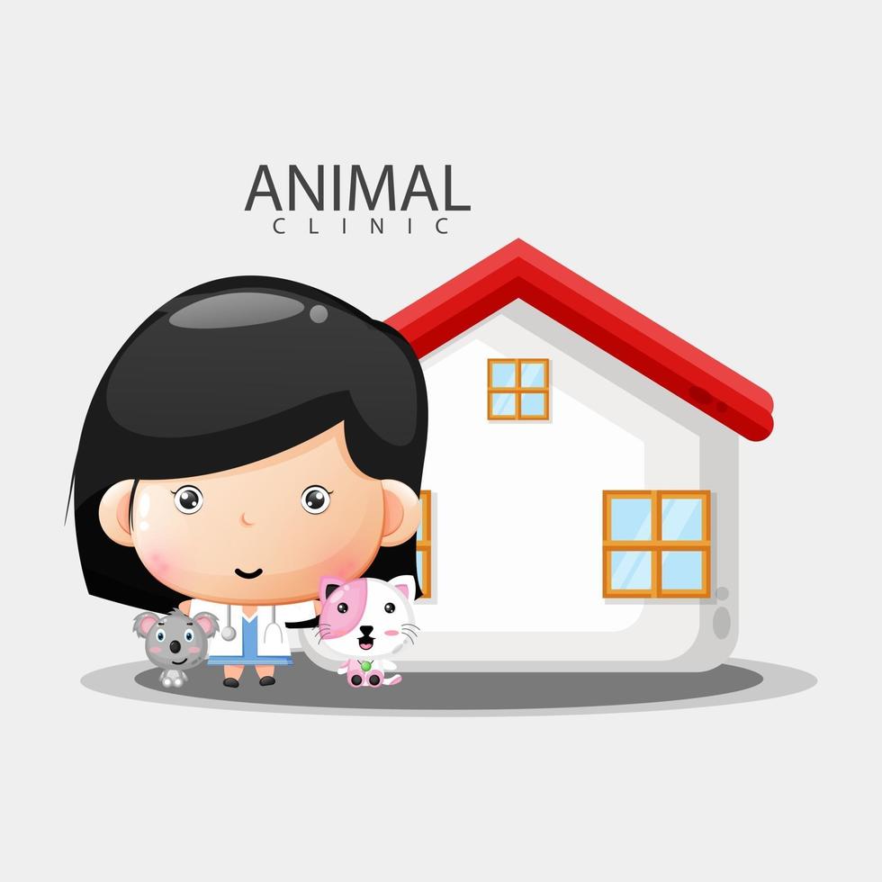 Illustration der Tierklinik mit niedlichen Tieren vektor