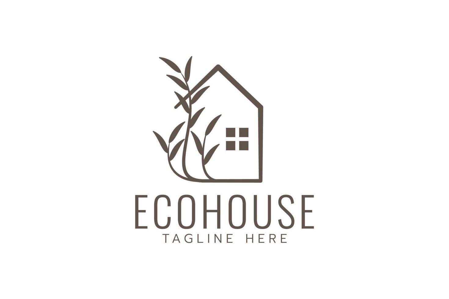 Öko Haus Logo mit ein Kombination von ein Haus und Pflanzen vektor