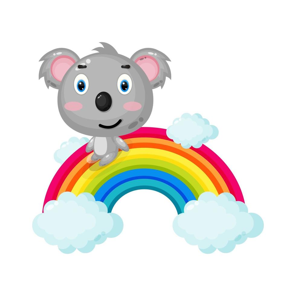 Illustration des niedlichen Koalas, der auf einem Regenbogen gleitet vektor