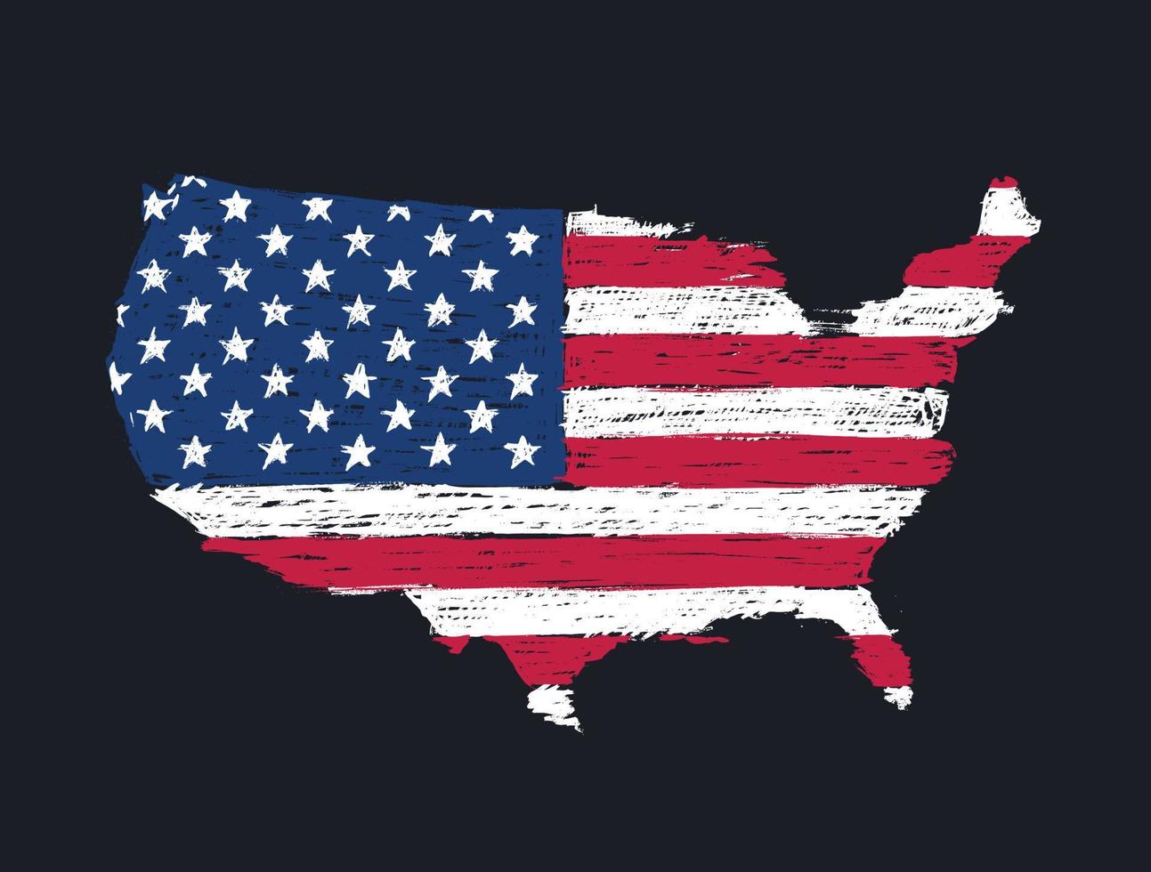 USA Karte Flagge. Hand gezeichnet grungy Vektor Illustration