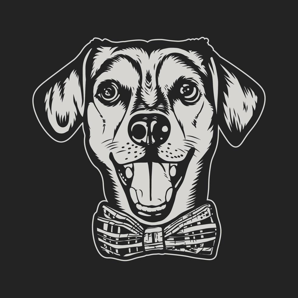 hund huvud vänd framåt- svart och vit logotyp vektor