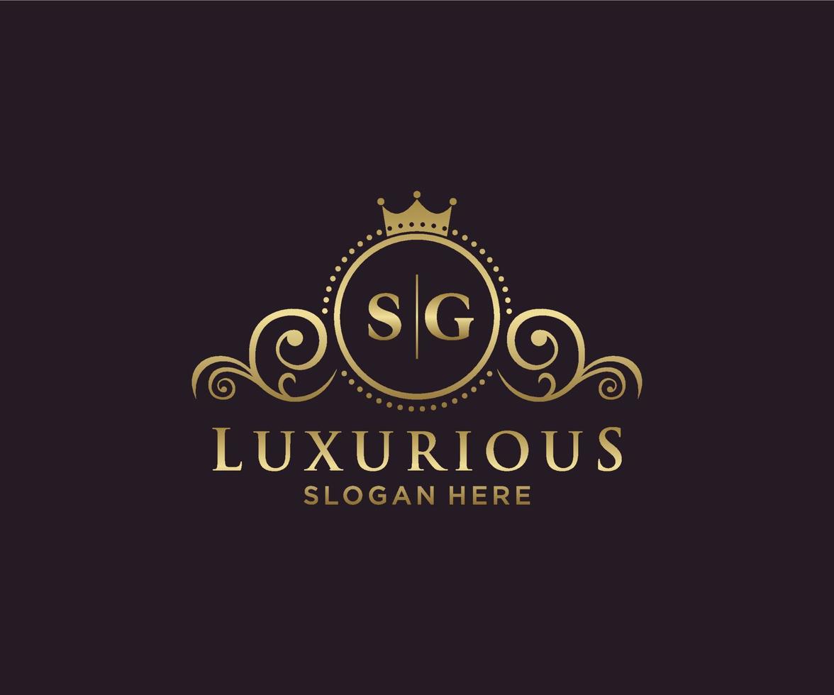 Royal Luxury Logo-Vorlage mit anfänglichem sg-Buchstaben in Vektorgrafiken für Restaurant, Lizenzgebühren, Boutique, Café, Hotel, Heraldik, Schmuck, Mode und andere Vektorillustrationen. vektor