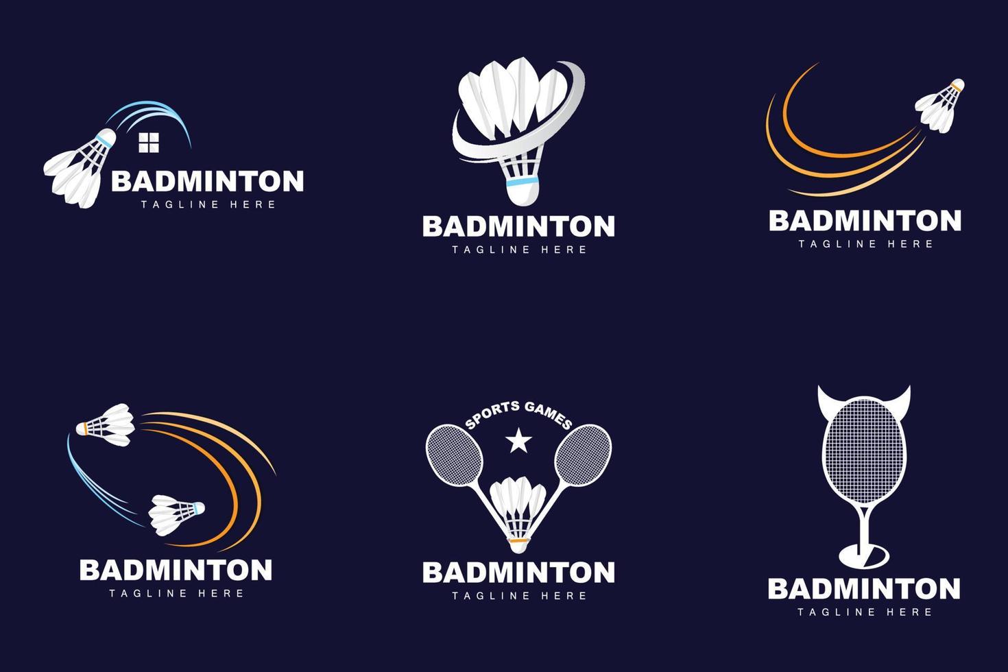 Badminton-Logo, Sportspielvektor mit Federballschläger, Sportzweigdesign, Vorlagensymbol vektor