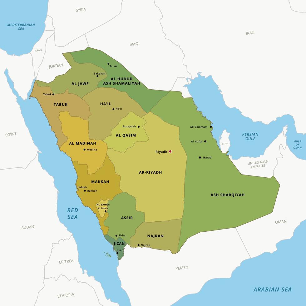 Saudi Arabien detailliert Karte Design Konzept vektor