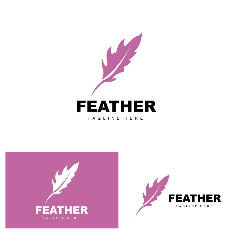 Feder Logo, abstrakt einfach Feder Design, Flügel Feder Vektor, Bleistift Schreibwaren, einfach Symbol vektor