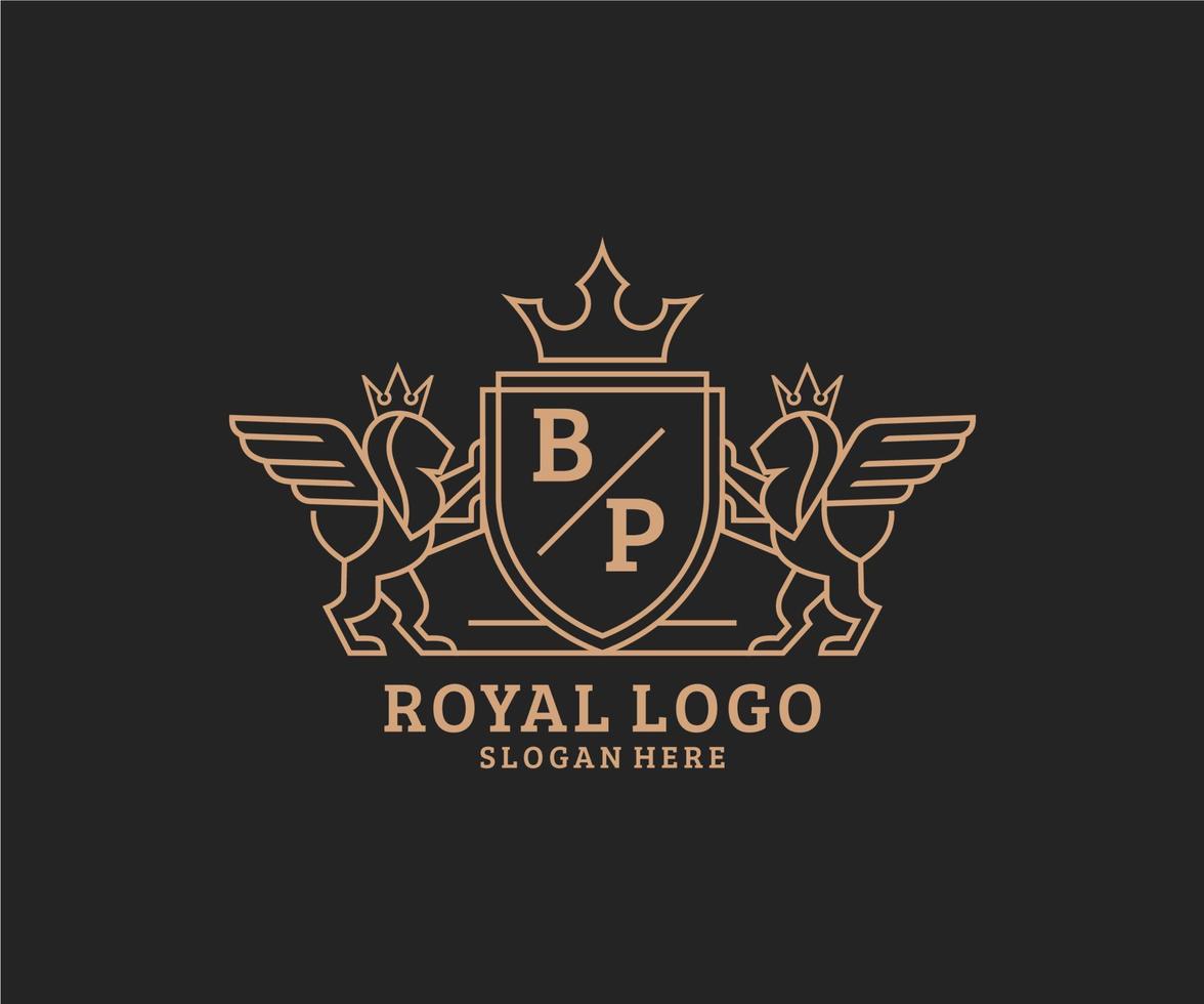 Initiale bp Brief Löwe königlich Luxus heraldisch, Wappen Logo Vorlage im Vektor Kunst zum Restaurant, Königtum, Boutique, Cafe, Hotel, heraldisch, Schmuck, Mode und andere Vektor Illustration.