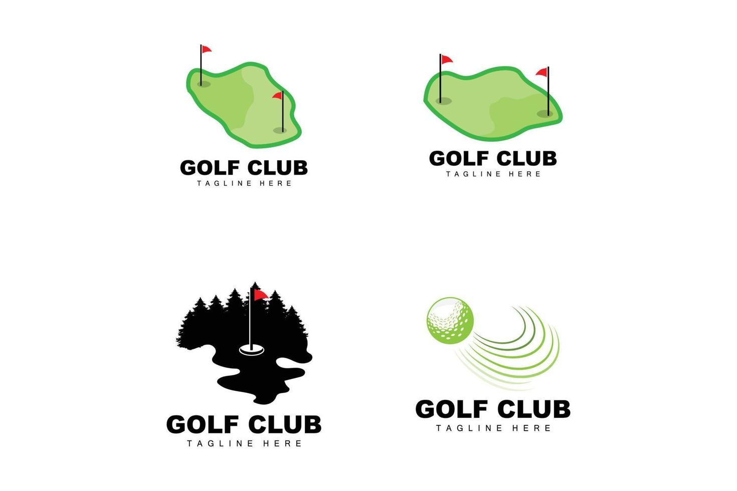 Golfball-Logo, Vektor-Stick-Golf. Outdoor-Sportspiel, Disziplindesign, Symbolvorlage vektor