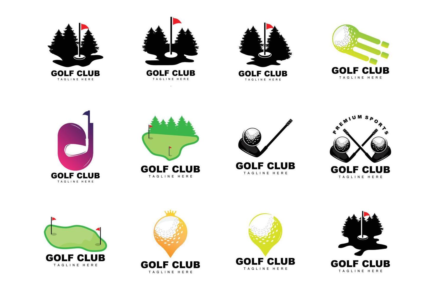 golf boll logotyp, vektor pinne golf. utomhus- sporter spel, disciplin design, ikon mall