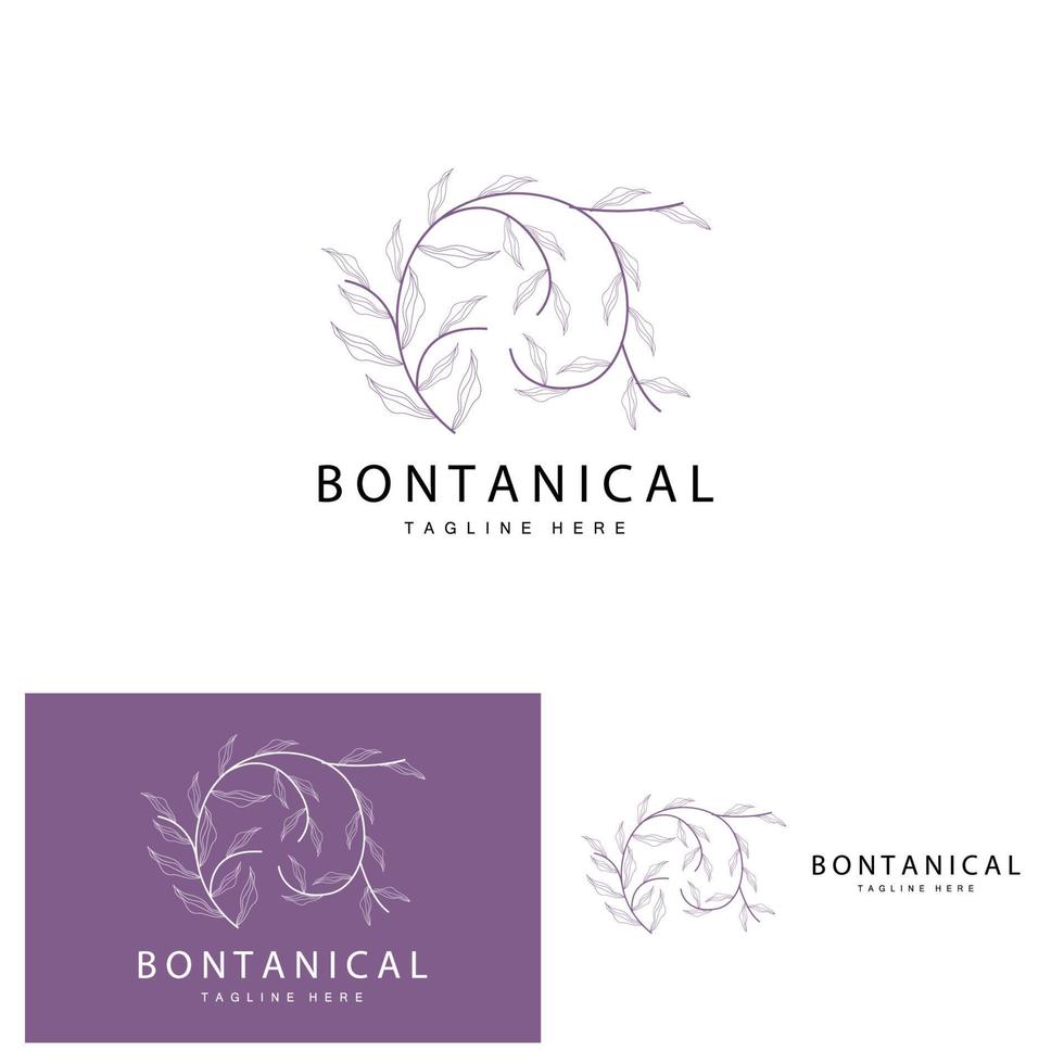 botanisch Logo, Natur Pflanze Design, Blume Pflanze Symbol Vektor mit Linie Modell-