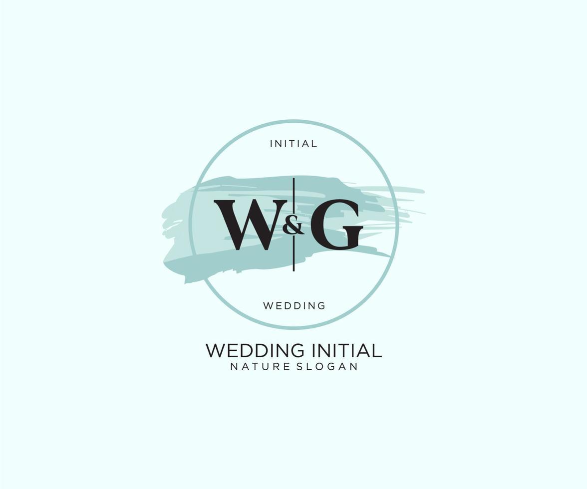 första wg brev skönhet vektor första logotyp, handstil logotyp av första signatur, bröllop, mode, smycken, boutique, blommig och botanisk med kreativ mall för några företag eller företag.