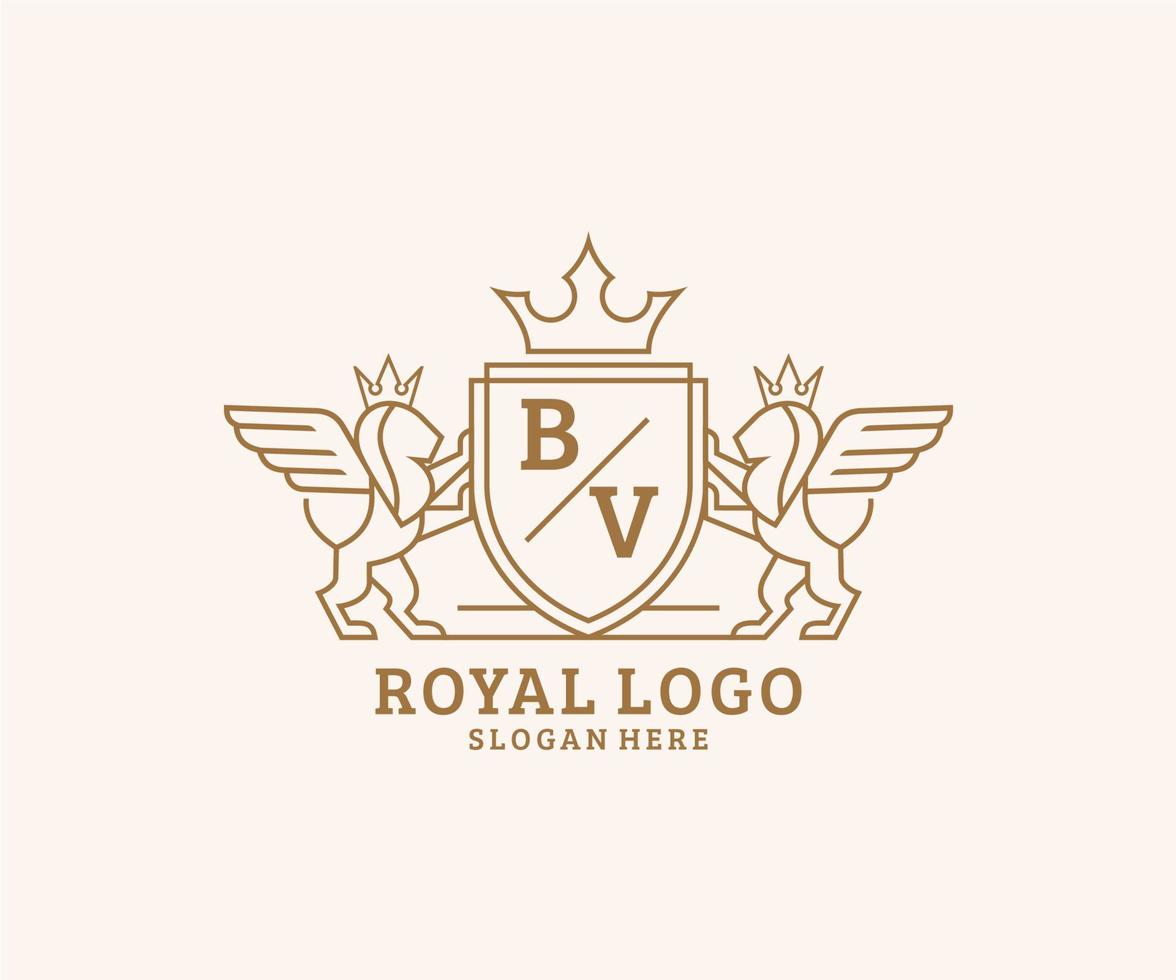 Initiale bv Brief Löwe königlich Luxus heraldisch, Wappen Logo Vorlage im Vektor Kunst zum Restaurant, Königtum, Boutique, Cafe, Hotel, heraldisch, Schmuck, Mode und andere Vektor Illustration.