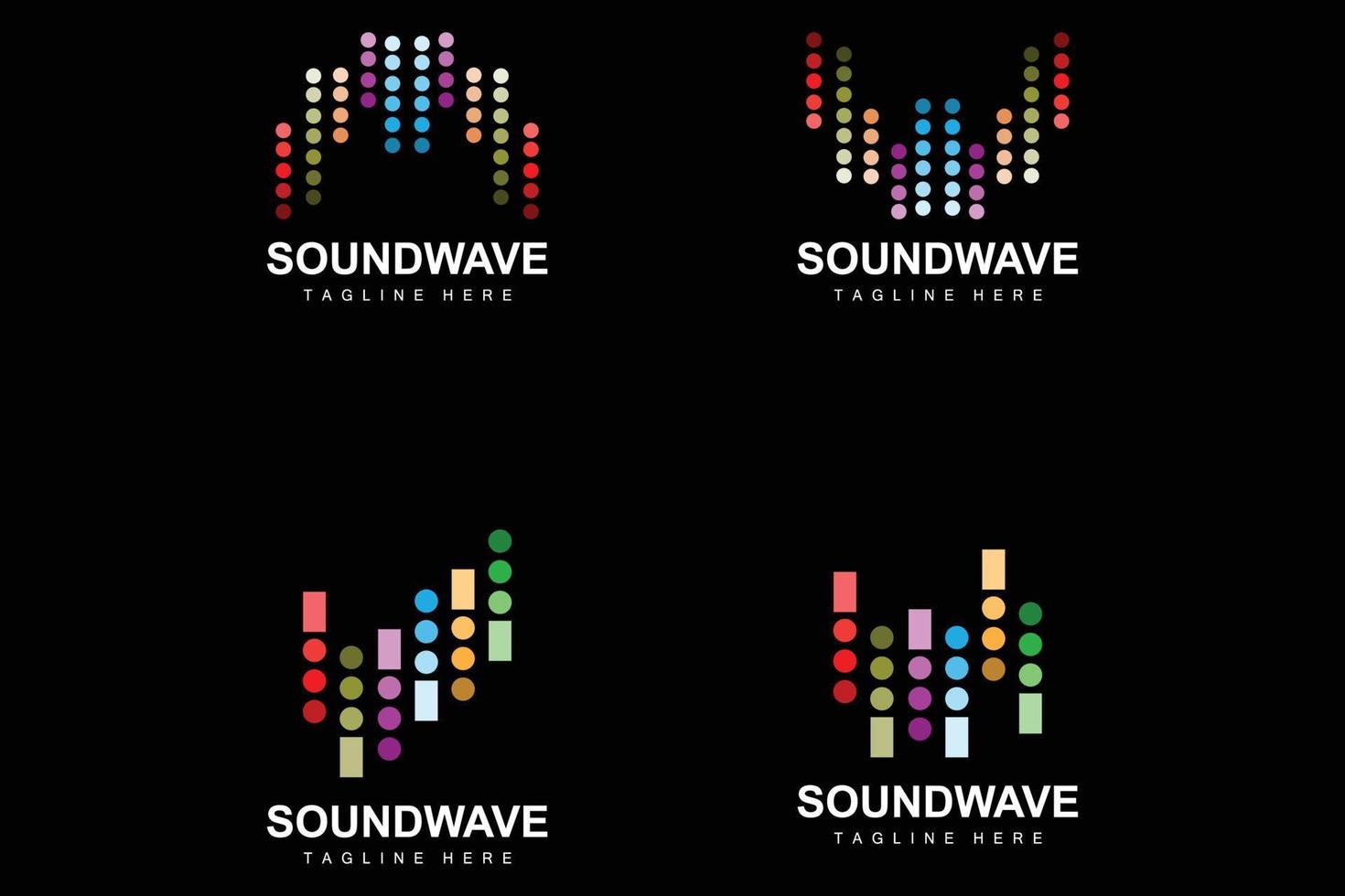 schallwellenlogo und schalltonvektorsymbolvorlage musikmarkenprodukt vektor