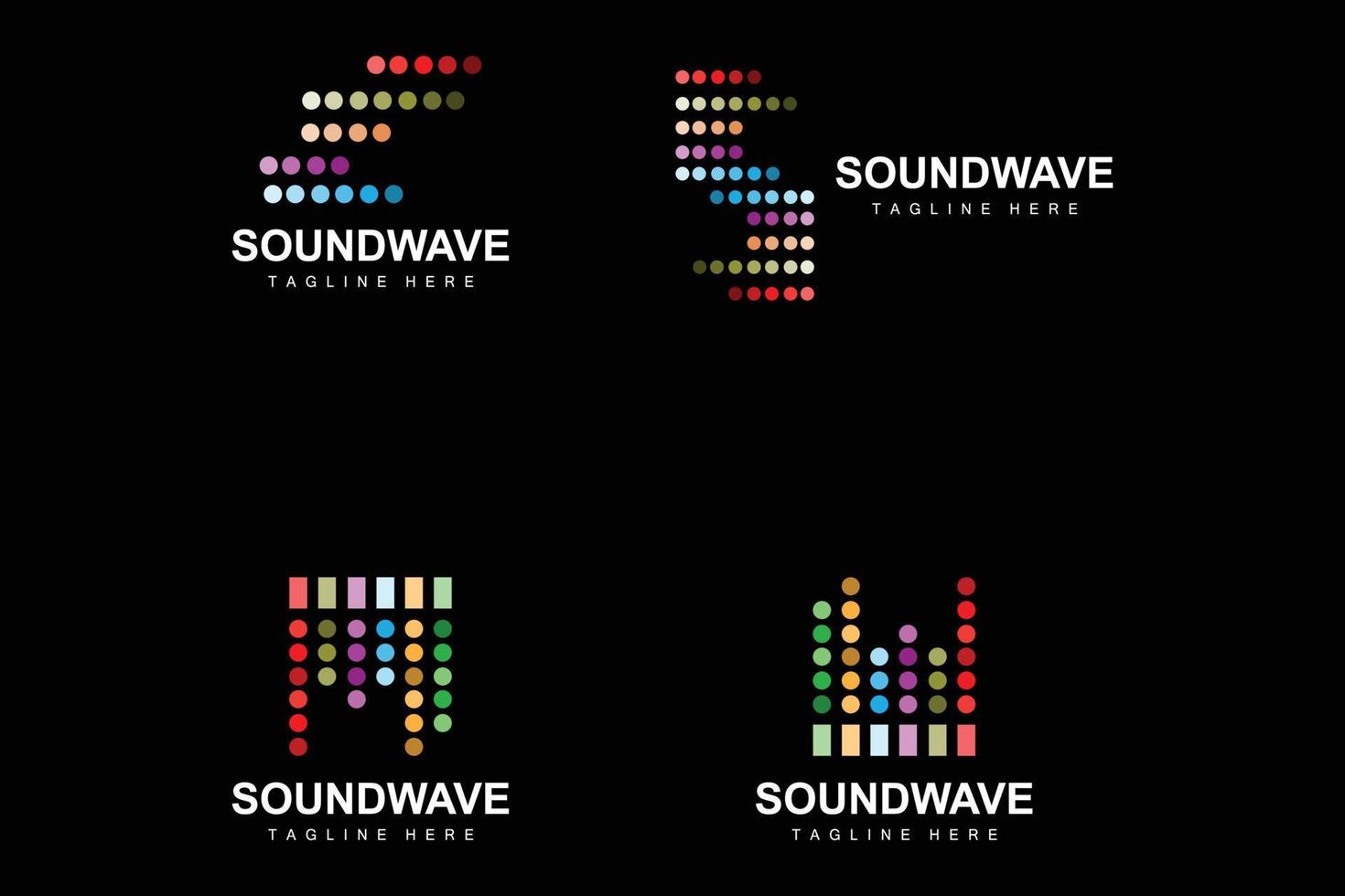 schallwellenlogo und schalltonvektorsymbolvorlage musikmarkenprodukt vektor