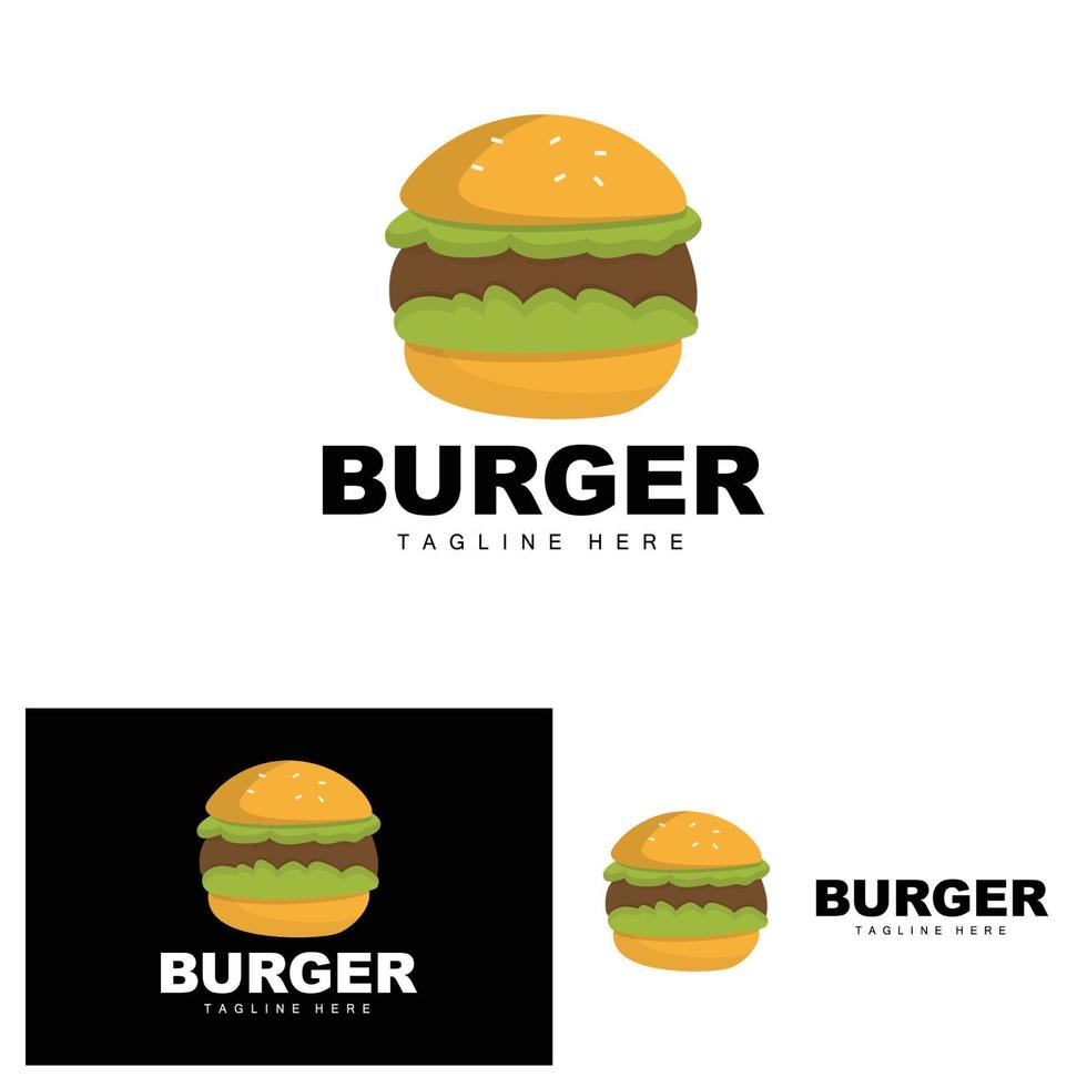 Burger Logo, Brot Vektor, Fleisch und Gemüse, schnell Essen Design, Burger Geschäft und Produkt Marke Symbol Illustration vektor