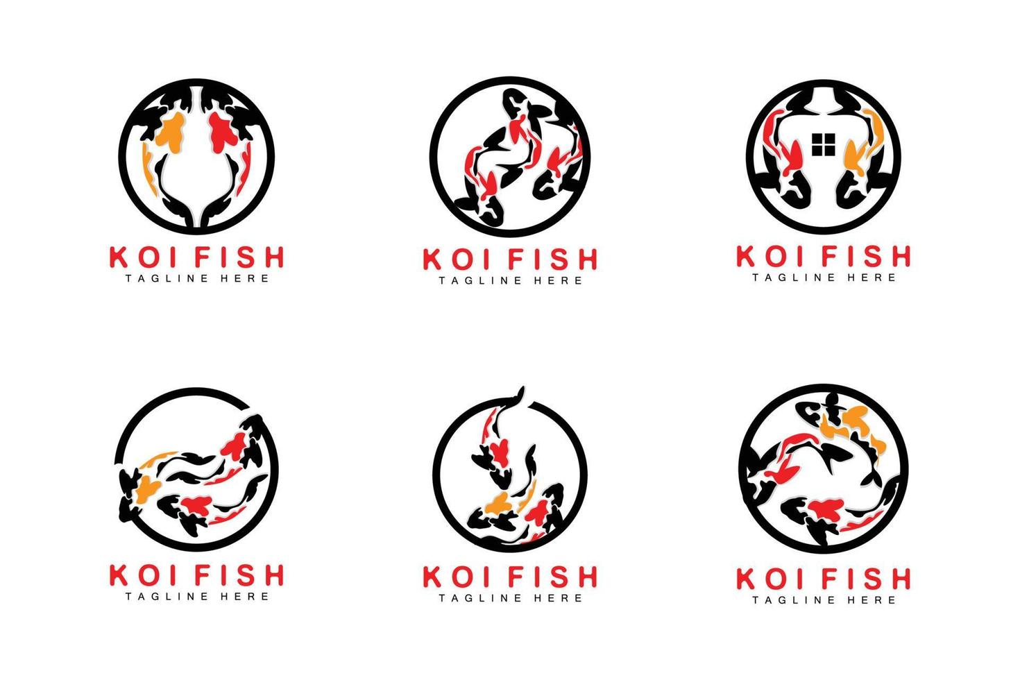 Koi-Fisch-Logo-Design, chinesischer Glücks- und Triumph-Zierfischvektor, Firmenmarke Goldfisch-Symbol vektor